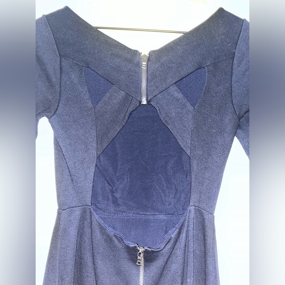 ALICE + OLIVIA Solid Dark Navy Reid Cross Back Sheath Mini Dress Size 4 - Picture 6 of 8